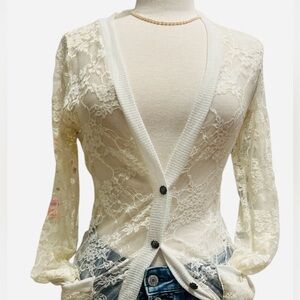 Ginger G Women's Lace Cardigan in Cream